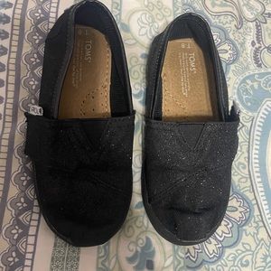 Toms black sparkly girls flats